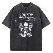 Serial Experiments Lain Lain Iwakura Vintage Washed Oversized T-Shirt | Cyberpunk Anime Streetwear Tee L