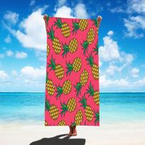 Vibrant Pink Pineapple Print Beach Towel, Ultra-Absorbent Quick-Dry Sand-Free for Swimming Camping Yoga W40*H60(CM)