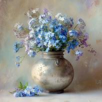 Spausdintas paveikslas tapyba ant drobės 32x32 cm Forget-me-not – Styler