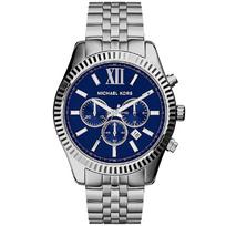 Michael Kors MK8280 Lexington Mėlynas Ciferblatas Vyriškas Laikrodis 45mm sidabras