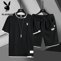 PLAYBOY vyriškas vasaros marškinėlių ir šortų komplektas 2XL gray