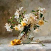 Spausdintas paveikslas su rėmeliu 70x70 cm Apple Flowers – Styler