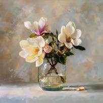 Spausdintas paveikslas tapyba ant drobės 32x32 cm Magnolias – Styler