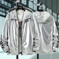 Moteriški drabužiai su gobtuvu užtrauktuku Bomber striukės Viršutiniai drabužiai Harajuku vėjo paltas 2XL sidabras