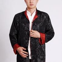 Men Long Sleeve Kung Fu Coat Chinese Style Satin Silk Double-sided Tang Suit Jacket Double Faced Hanfu Clothing Jackets XXXL