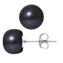 Auskarai - PERLINEA - Tikri juodi auginami perlai - 9-10 mm - Sidabras 925 - 2 metų garantija juoda
