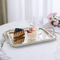 Stačiakampis padėklas Dekoratyvus Elegantiškas arbatos puodelis Tortas Desertai Papuošalai Maistas Argent
