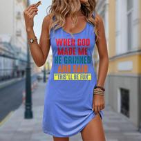 Women's Rose Flower Fake Two-piece Monogram Printed Sleeveless Round Neck Dress Loose Soft and Comfortable Plus Size Dress XS mėlyna
