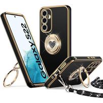 Protective Case - BOOLING - for Samsung Galaxy S22 - Silicone - with Lanyard - Heart Pattern juoda