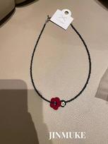 2024 Stylish Velvet Beaded Choker with Star & Floral Pendant