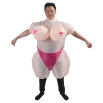 Pripučiamas kostiumas suaugusiems Poliesteris Dideli krūtinės moters Cosplay Juokingas pripučiamas Helovino kostiumas vakarėliui patalpoje lauke white