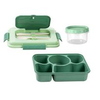 Microwave Safe Multi Compartment Lunch Box With Soup Container And Utensils Leak Proof Design For Office School Meals