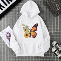 Autumn and winter velvet butterfly print new fashionable hoodie 7015 S balta