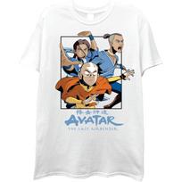 Avatar The Last Airbender Mens Short Sleeve T-Shirt - Avatar Aang, Katara, Sokka, Toph, Zuko, Iroh, Appa, MoMo - Nickelodeon S balta