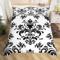 Baroque Damask Duvet Cover Twin King Gothic Boho Floral Bedding Set European Victorian Style Geometric Flowers Comforter Cover EU Single(135*200cm)3pcs