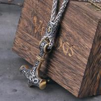 Šiaurės vikingai Thoro plaktukas Mjolnir karoliai Nerūdijančio plieno grandinėlė Vegvisir pakabukas Vyriški papuošalai Rūninis amuletis no box&70cm