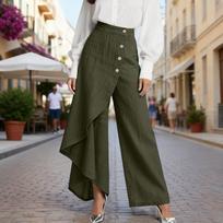 Women's Loose And Casual High-waisted Straight-leg Pants L armijos žalia spalva