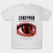 Men Black Print T-shirt Candyman No-Cut Transfer Paper Print Cotton Tshirt S juoda