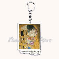 Gustav Klimt The Kiss Oil Painting Keychains for Women Accessories Bag Keyrings Key Chain Ring Jewelry Friends Lover Fans Gifts