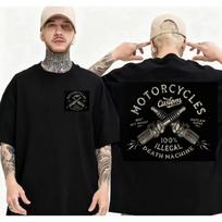 Motociklai Medvilniniai Marškinėliai Vyrams Vintažiniai Streetwear Retro Atsitiktiniai Šaunūs Grunge Stiliaus S juoda
