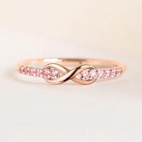 Huitan Eternity Infinity Shape Women Rings with Pink Cubic Zirconia Romantic Proposal Engagement Rings Gift Wedding Love Zircon 6