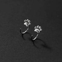 Fashion Copper Color Cat Paw Stud Earrings For Women Minimalist Metal Circle Round Huggies Piercings Ear Hook Zircon Gifts