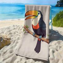 Cartoon toucan tropical pattern polyester microfiber beach towel is highly absorbent, suitable for swimming and beach outings W30*H60(CM)