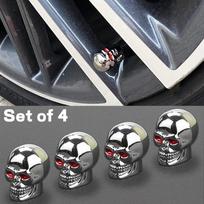 4 dalių padangų vožtuvų dangteliai, Skull Style universalus koto dangtis, rūdims atspari varinė šerdis, atspari korozijai sidabras