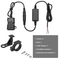 Dvigubas USB įkroviklis motociklui, 10W motociklo telefono įkroviklis 9V-24V tvirtinamas ant vairo, greito įkrovimo USB adapteris išmaniajam telefonui, planšetiniam kompiuteriui, GPS 4.4*2.7*2cm juoda