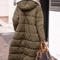 Moteriška žieminė striukė su gobtuvu, ilgomis rankovėmis Parka striukė, šilta šerpos vilnos pamušalu, laisvalaikio Softshell ilga striukė, atspari vėjui, moteriška striukė S armijos žalia spalva