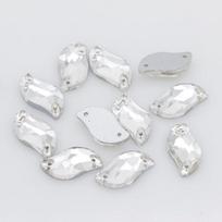 28 dalių S formos krištolinio stiklo deimantiniai lapai, skirti „pasidaryk pats“ drabužiams ir vestuvinių suknelių priedams 10x20mm, 28 pieces balta