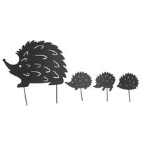 4Pcs Metal Hedgehog Decorative Garden Stakes Cute Animal Hollow Design Patio Cute Iron Art Hedgehog