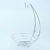 2 in 1 Chrome Banana Hanger Fruit Bowl Tree Holder Basket Stand Hook Household Kitchen Fruits Organize Tools Dining Decoration A