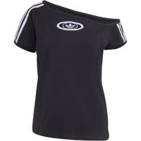 Adidas Originals Campus 2000 Off Shoulder Logo Stripe Asymmetrical Neck Shoulder Sports Comfortable Short Sleeve T-Shirt Women T-Shirt KC8796 L