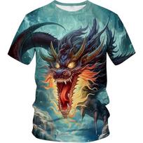 Vyriški drakono marškinėliai Vasariniai trumpomis rankovėmis Vyriški 3D marškinėliai Viršus Gyvūnų tema Marškiniai Anime rašto marškinėliai Viršus 6XL S