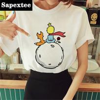 Naujiena Mažasis princas Spausdiniai Marškinėliai Apvalia Kaklo trumpomis Rankovėmis T-shirt Moteriški Harajuku Moteriški Marškinėliai Laisvalaikio T-shirt Moterims S
