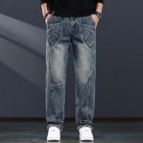 Jielino Men's 2025 Fall/Winter Loose Straight-Leg Jeans L senovinė mėlyna spalva