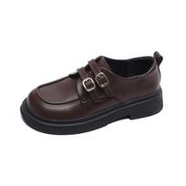 Weiwei Women's Merlot Platform Loafers - One-Strap Vintage Soft Sole British Style Leather Shoes 37 ruda