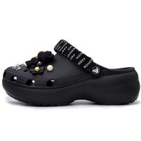 Crocs Classic Platform Clog Winding Figure Cloud Casual Versatile Hole Shoes Women's Black 39-40 juoda