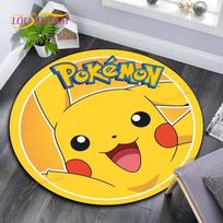 Cartoon Pokemon Round Children Carpet Pikachu Animal Pokemon Pattern Children Flannel Carpet Baby Hand Print Carpet 60cm