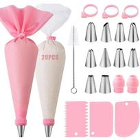 40pcs Silicone Piping Bags and Tips Set Cake DIY Decorating Kit with Stainless Steel Nozzle Reusable Silicone Pastry Baking Tool