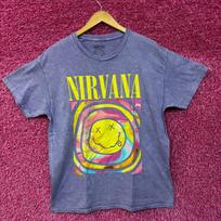 Nirvana Smiley Face Never Mind Grunge Mineral Wash Grunge Tshirt L