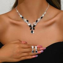 3 Pieces/set of Luxurious Sparkling Water Droplet Shaped Inlaid Zircon Necklace Earrings, Women's Wedding Banquet Jewelry Gifts
