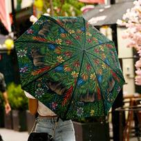 Owl Mantis Mermaid Cow Animal Umbrella for Outdoor Travel Use, Auto Open-Close 8-Rib Umbrella Exquisite Gift for Family and Friends