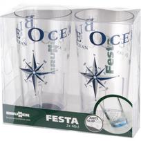 SAN Gėrimų stiklo rinkinys BRUNNER FESTA Blue ocean 40cl 2pcs