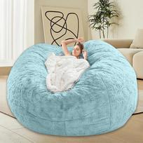 Pupų krepšio kėdė suaugusiems Vaikams Be užpildo Patogi Purri Apvali Pupų krepšio Sofa Tinginio Sofos užvalkalas Skaitymo kėdei Grindų kėdei, 5 pėdų, 6 pėdų, 7 pėdų 5FT šviesiai mėlyna spalva