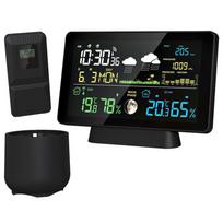 AEE4-Weather Station Indoor/Outdoor Thermometer Temperature Humidity Digital Weather Forecast Station Alarm Clock