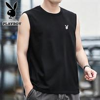 PLAYBOY Men's Summer Sleeveless T-Shirt 4XL juoda