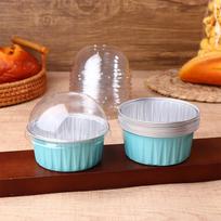 10Pc125ML Ramekins With Dome Lid Aluminum Foil Baking Dessert Cup Cupcake Muffin Liners Pudding Dessert Cup For Wedding Birthday mėlyna