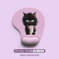 Comfortable Ergonomic Wrist Support Mouse Pad - Cute Cartoon Animal Black Cat Design, Soft Silicone & Durable for Home Office